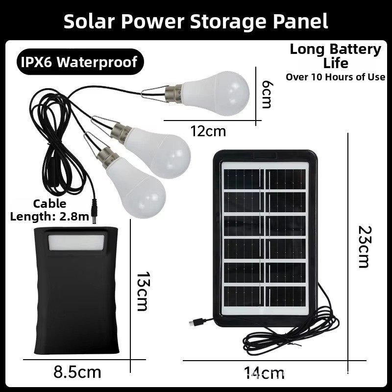 Portable Solar Home Kit System with 3 LED Bulbs for Power Outages Emergency Light - Image 6