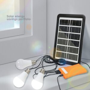 Portable Solar Home Kit System with 3 LED Bulbs for Power Outages Emergency Light
